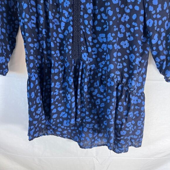 Anthropologie HD In Paris Jessica Blue/Black Print Asymmetrical Tunic Sz XS - Picture 9 of 10
